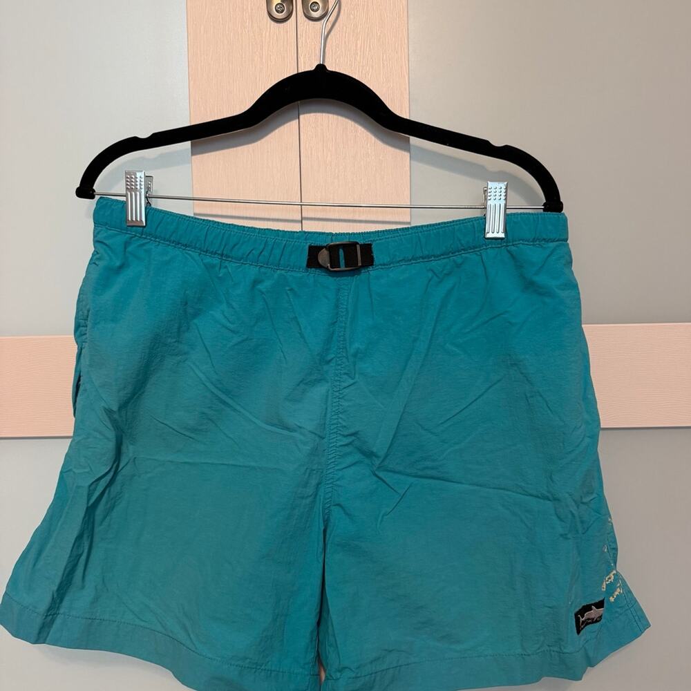 Against The Elements Mens Swim Trunks Medium Blue Beach Shorts Lined Paint Flaw